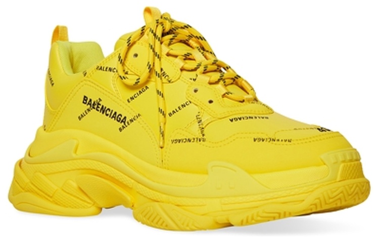 Shop Balenciaga Triple S Sneaker ''Allover Logo - Gelb'' 536737-W2FA1-7510