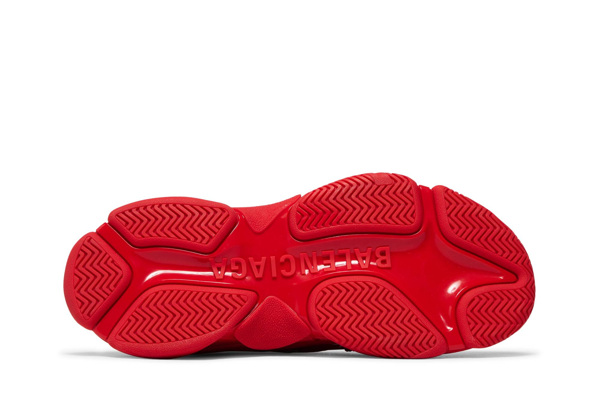 Shop 巴倫西亚 (Balenciaga) Triple S PU 系带圆头舒适 低帮 老爹鞋 男款 红色