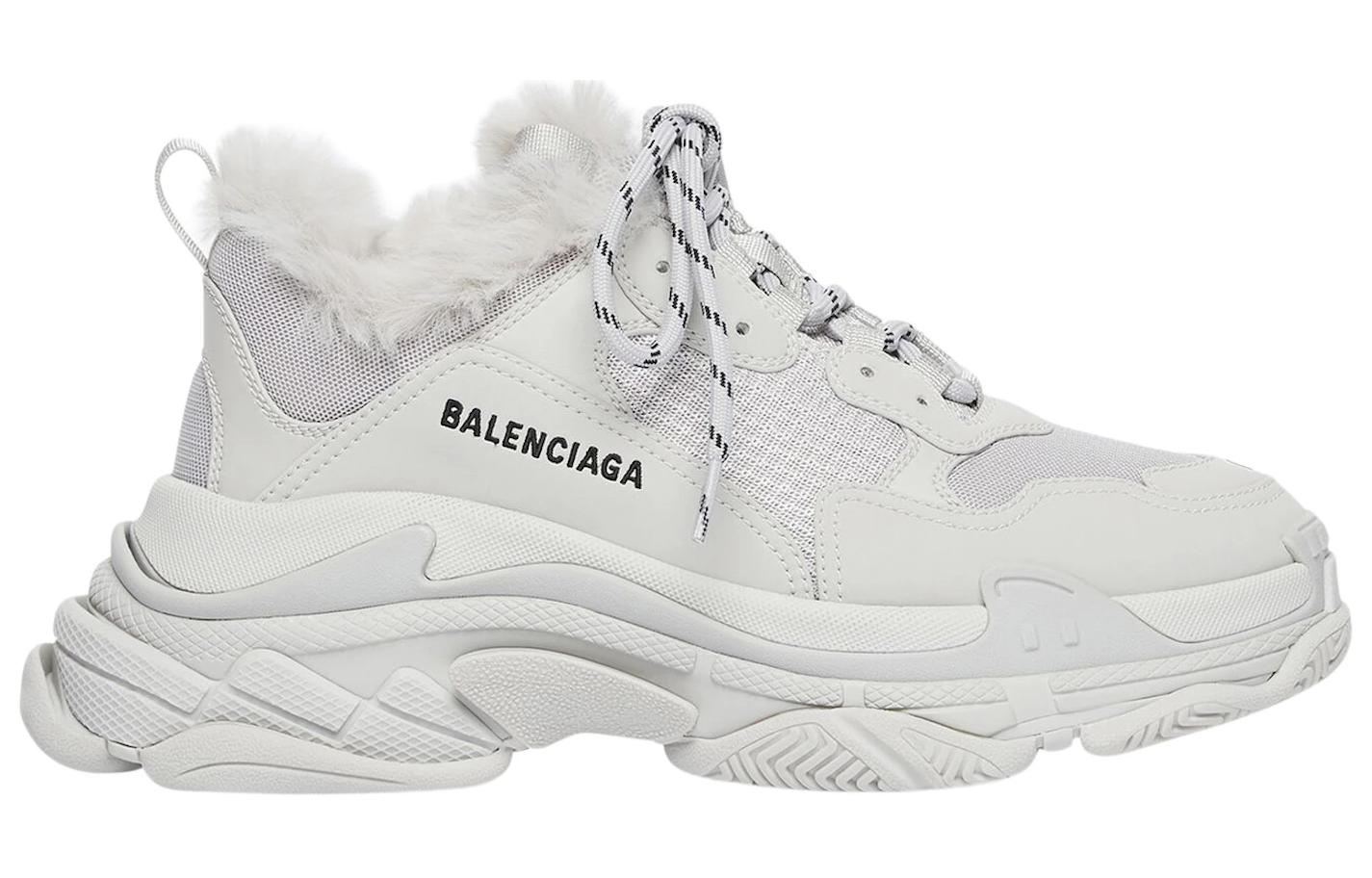 Lookbook Balenciaga Triple S Sepatu 'Bulu Sintetis - Abu-Abu' 668563W3CQ51210