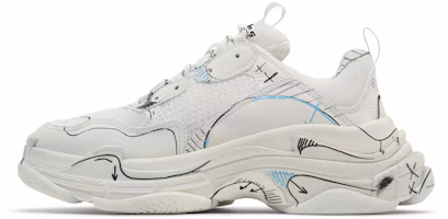 Lookbook Balenciaga巴黎世家 Triple S 系帶 時尚 低筒 老爸鞋 男款 白色 做舊版