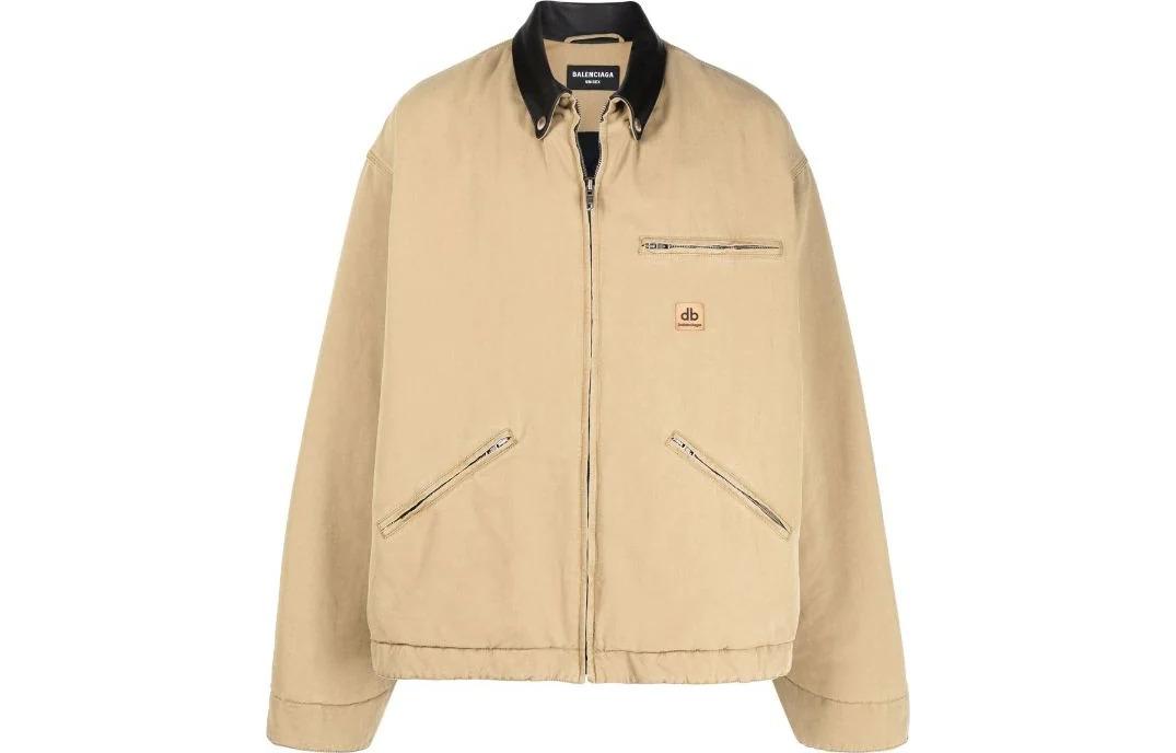 Balenciaga Two-Tone Collar Zip Jacket Brown 675463TLP069501