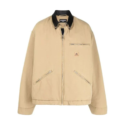 Balenciaga Two-Tone Collar Zip Jacket Brown 675463TLP069501
