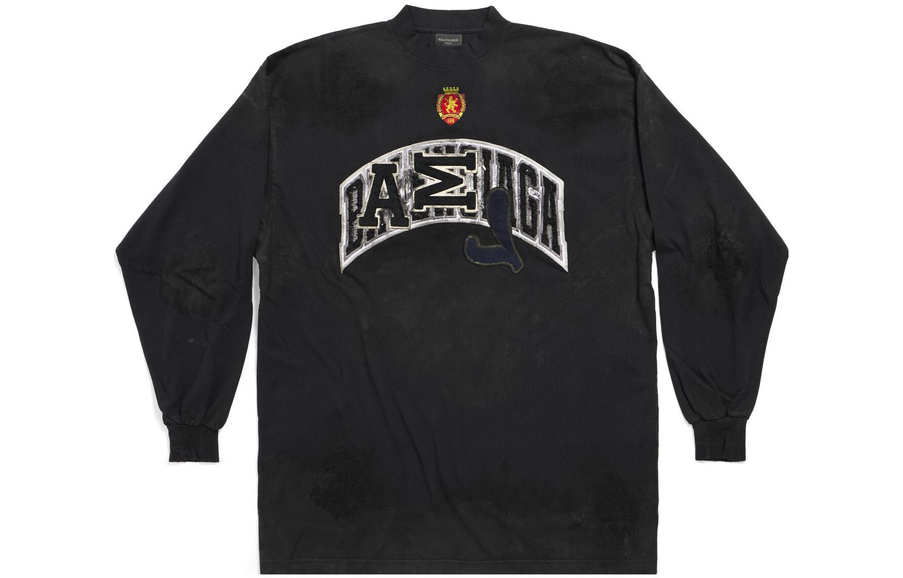 Balenciaga Unisex Black Embroidered Logo Relaxed Fit Long Sleeve Sweatshirt 739027TOVA71055