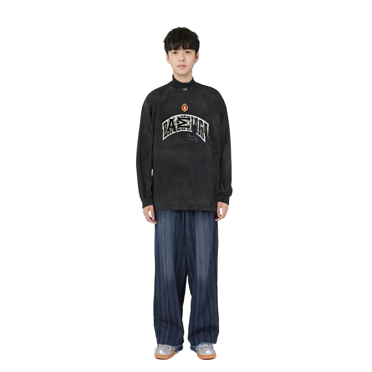 Shop 巴黎世家男女通用黑色刺绣标志宽松版长袖卫衣 739027TOVA71055