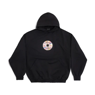 Balenciaga Unisex Black Hoodie with Letter Print, Oversized Pullover Design. 739024TQVE51055