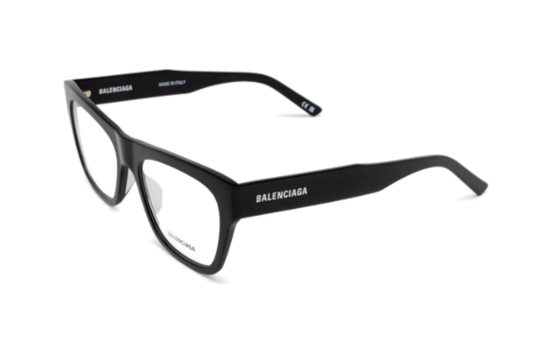 Balenciaga Unisex Black Irregular Acetate Optical Glasses with Lettering. BB0308O001 圖 2