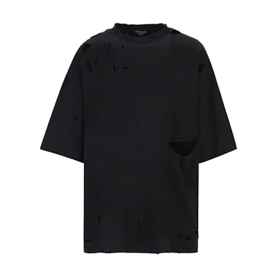 Balenciaga Unisex Black Solid Color Hollow Out Loose Fit T-Shirt. 661715TKV601000