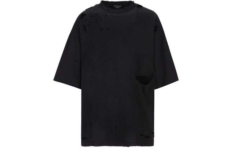 Balenciaga Unisex Black Solid Color Hollow Out Loose Fit T-Shirt. 661715TKV601000 圖 2