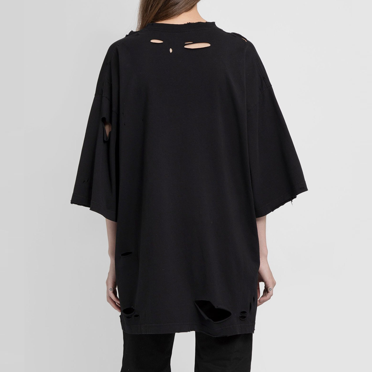 Balenciaga Unisex Black Solid Color Hollow Out Loose Fit T-Shirt. 661715TKV601000 圖 5
