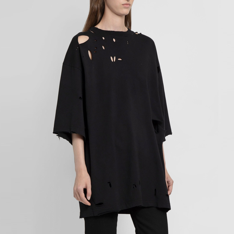 Balenciaga Unisex Black Solid Color Hollow Out Loose Fit T-Shirt. 661715TKV601000 圖 6