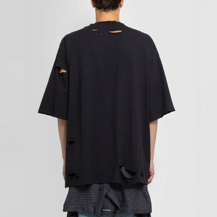 Balenciaga Unisex Black Solid Color Hollow Out Loose Fit T-Shirt. 661715TKV601000 圖 8