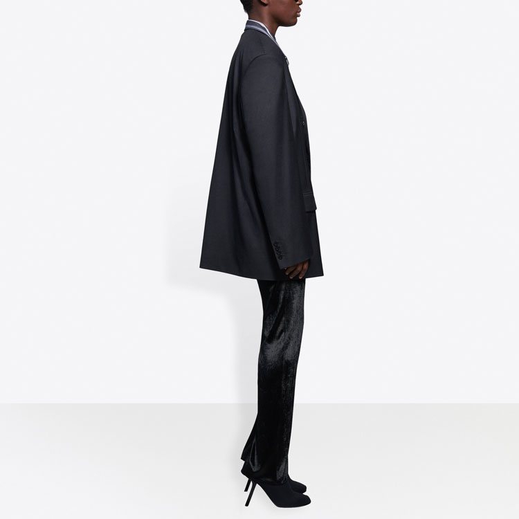Details for Balenciaga 男女款黑色威爾士羊毛單排扣西裝外套 658941TKT081140
