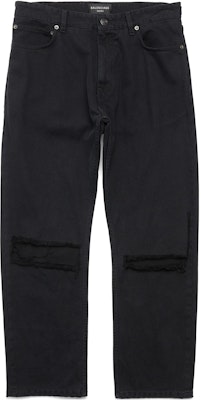 Balenciaga Unisex Jeans Hitam Mid-Waist Straight-Leg Distressed. 745149TNW111700 Order Balenciaga Unisex Jeans Hitam Mid-Waist Straight-Leg Distressed. 745149TNW111700