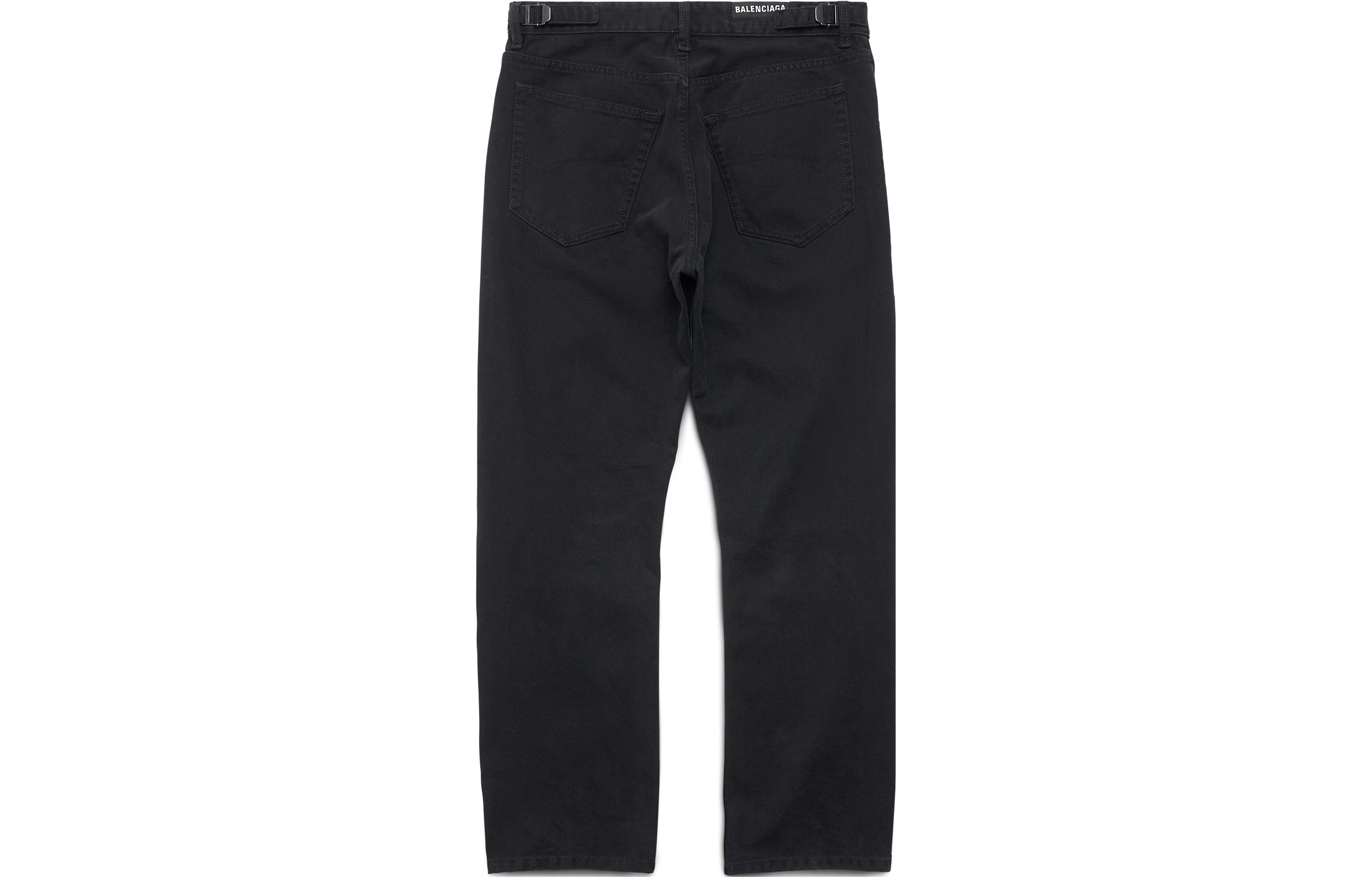 Lookbook Balenciaga Unisex Jeans Hitam Mid-Waist Straight-Leg Distressed. 745149TNW111700