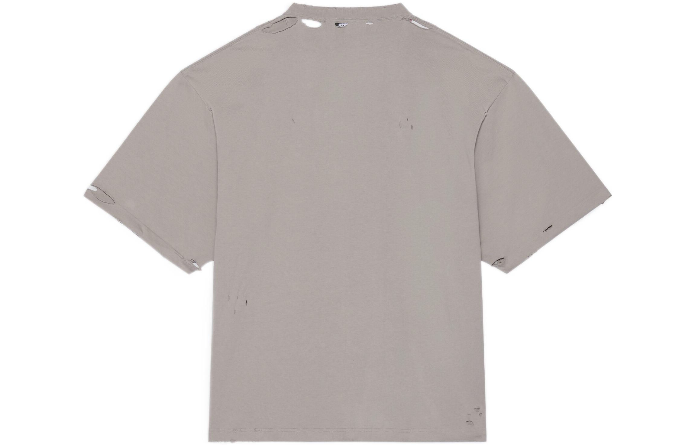 Balenciaga Unisex Grey Distressed Letter Print Crewneck T-Shirt. 661715TKVD58174 圖 3