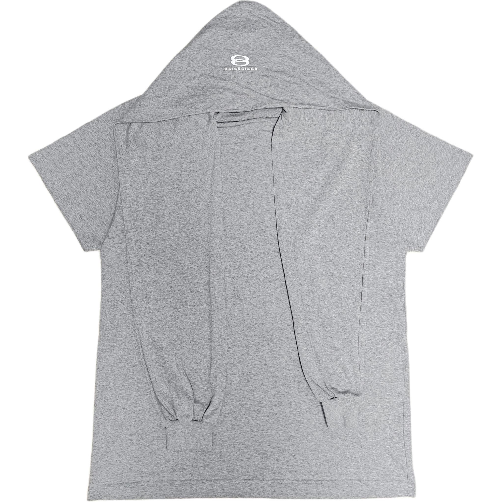 Balenciaga Unisex Grey Solid Color Short Sleeve Hoodie Regular Fit 797722TLVF91380