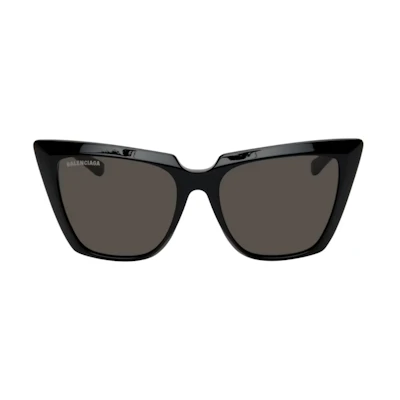 Balenciaga Unisex Irregular Acetate Black Sunglasses with Lettering. 221342F005056