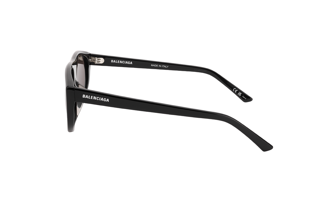 Shop 巴黎世家男女款黑色不规则醋酸太阳镜，带标志细节 BB0098S