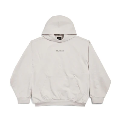 Balenciaga Unisex Logo Hoodie Grey White - Regular Fit Long Sleeve 767877TPVK23307