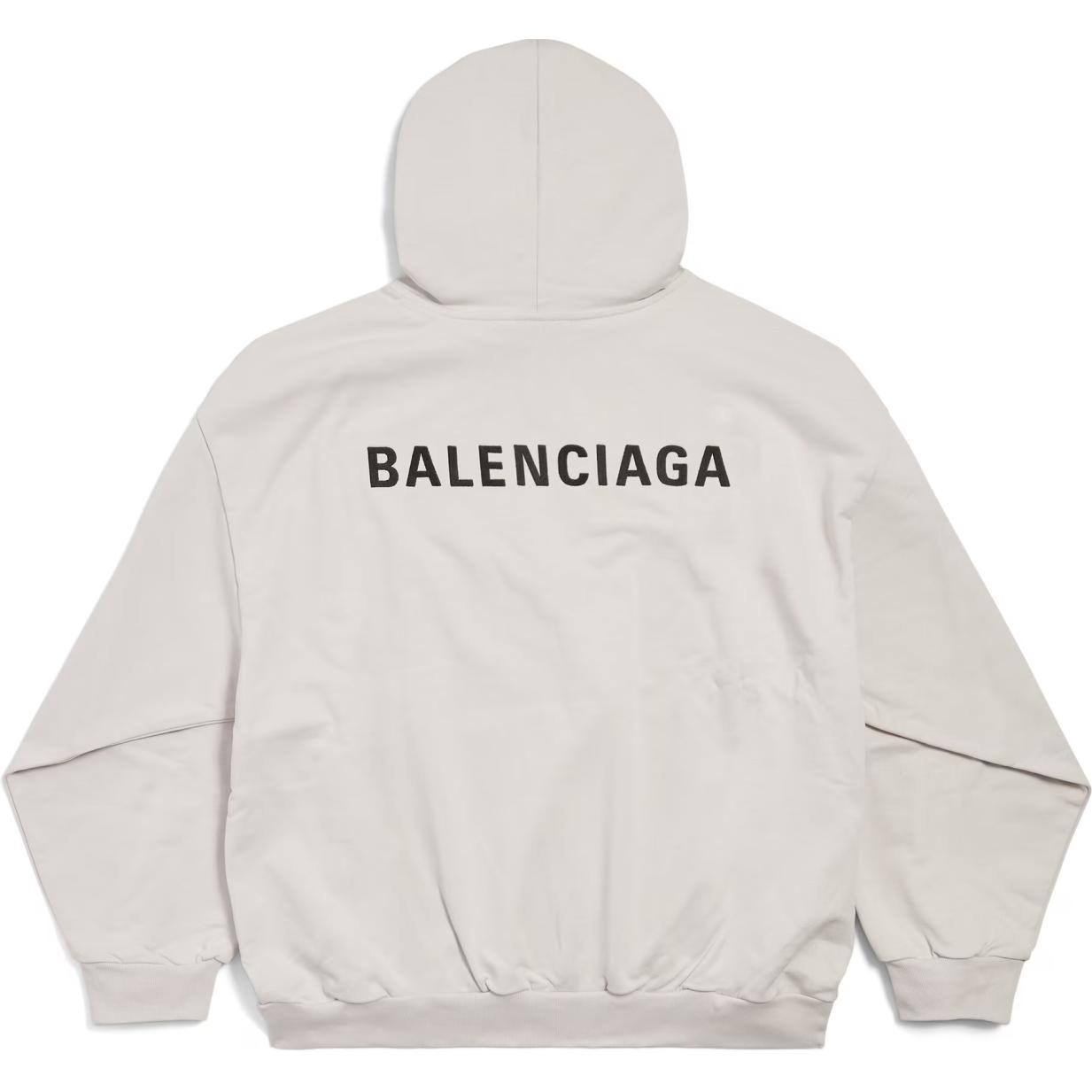 Balenciaga Unisex Logo Hoodie Grey White - Regular Fit Long Sleeve 767877TPVK23307 圖 3