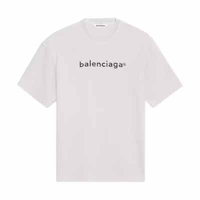 Balenciaga Unisex Logo Print Grey Crewneck T-Shirt 612965TIV542984