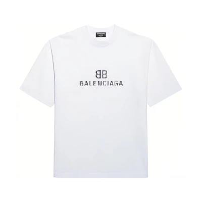 Balenciaga Unisex Logo Print Short Sleeve T-Shirt White. 612966TKVI79040