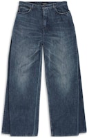 Balenciaga Unisex Mid-Waist Wide-Leg Dark Blue Denim Jeans with Multi-Pockets. 767979TNW654445 Balenciaga Unisex Mid-Waist Wide-Leg Dark Blue Denim Jeans with Multi-Pockets. 767979TNW654445
