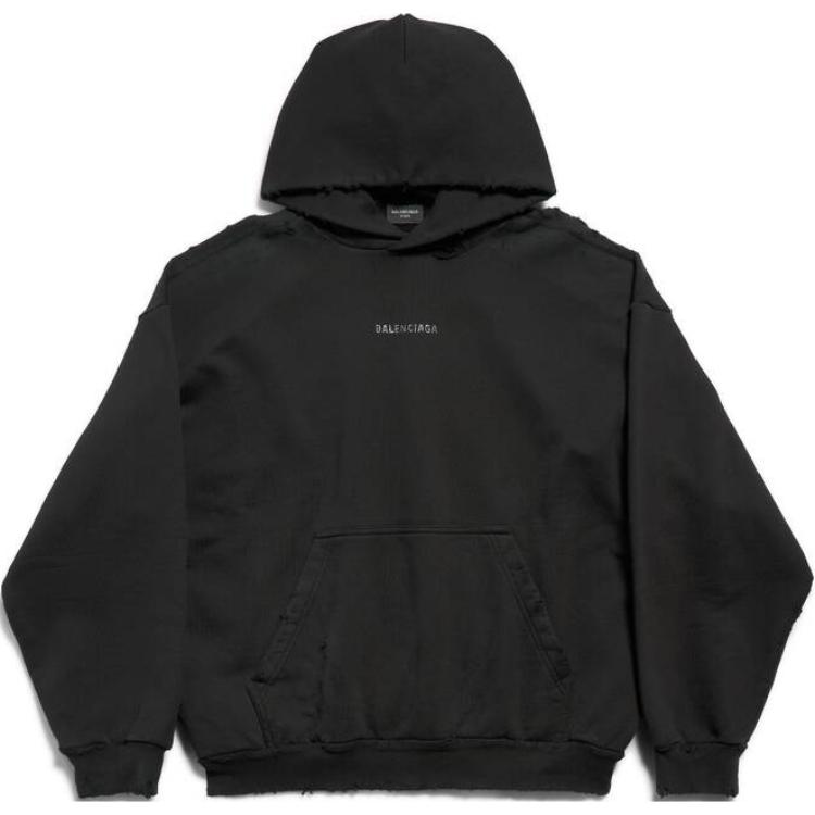 Balenciaga Unisex Oversized Black Pullover Hoodie with Letter Embroidery. 767877TQVY11083 圖 2