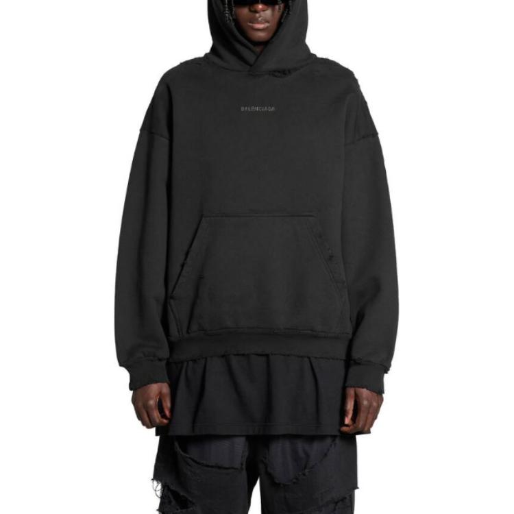 Balenciaga Unisex Oversized Black Pullover Hoodie with Letter Embroidery. 767877TQVY11083 圖 4