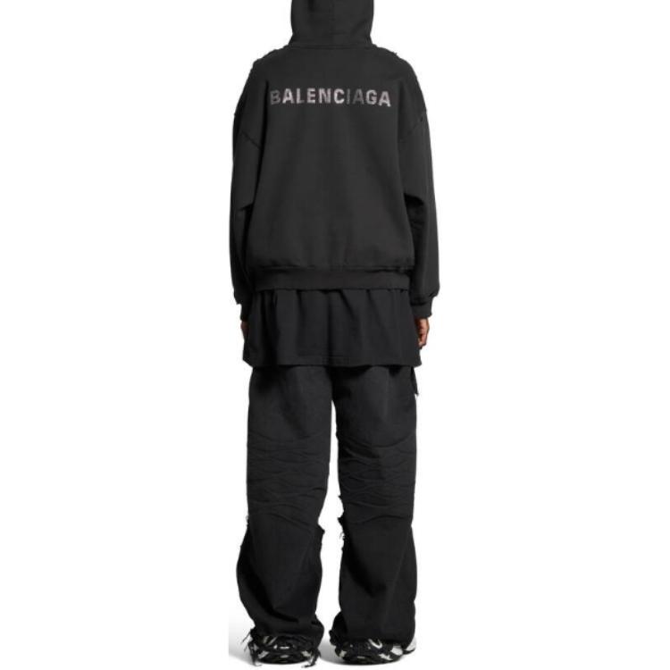 Balenciaga Unisex Oversized Black Pullover Hoodie with Letter Embroidery. 767877TQVY11083 圖 6