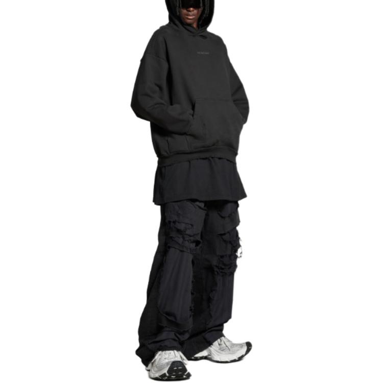 Balenciaga Unisex Oversized Black Pullover Hoodie with Letter Embroidery. 767877TQVY11083 圖 7