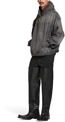 Balenciaga 男女款寬鬆連帽外套 黑色 719313TBP473340 Shop Balenciaga 男女款寬鬆連帽外套 黑色 719313TBP473340