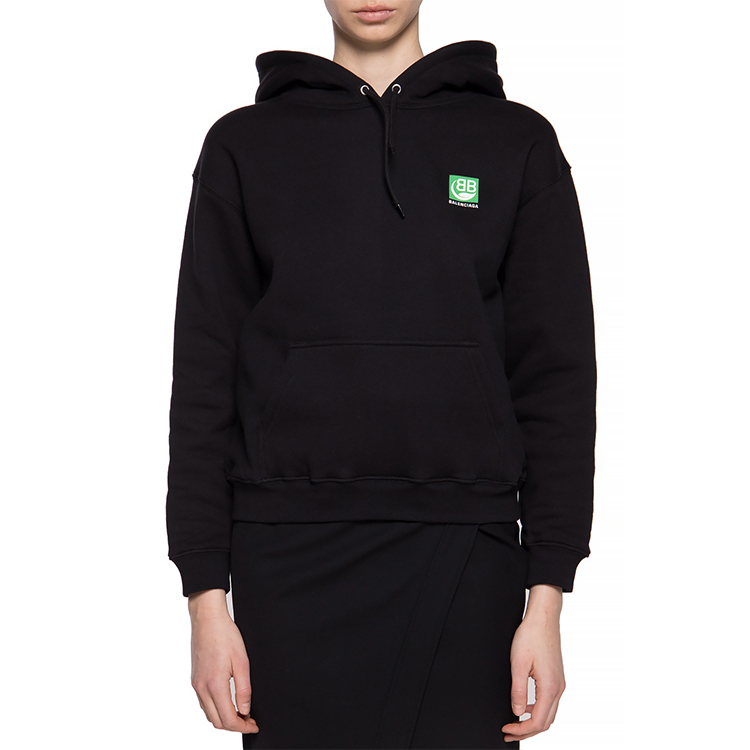 Lookbook 발렌시아가 유니섹스 풀오버 후디 블랙 - 에코 그린 라벨 레귤러 핏 556095THV641000