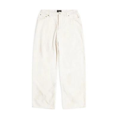 Balenciaga Unisex Relaxed Fit Straight-Leg Zip Button Casual Pants Off-White. 719341TNW039036