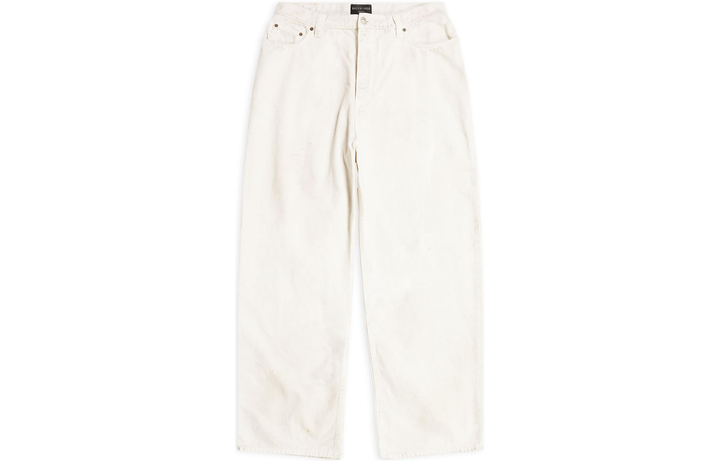 Order Balenciaga 男女同款寬鬆直筒拉鍊按扣休閒褲 米白色。 719341TNW039036