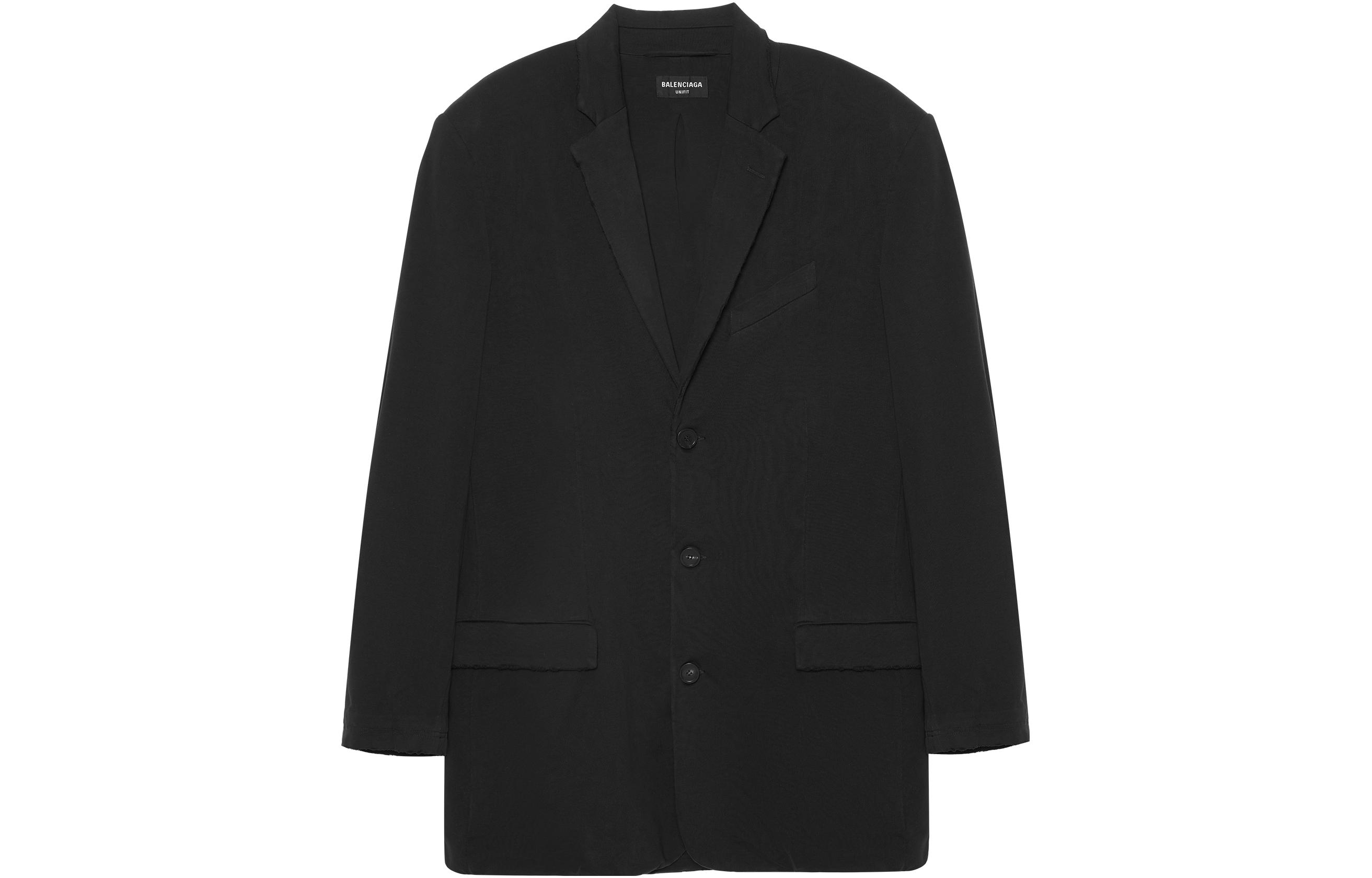 Balenciaga Unisex Solid Black Single-Breasted Long-Sleeve Blazer Jacket. 662182TAV041000