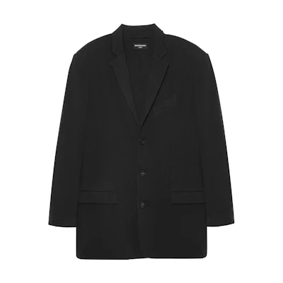 Balenciaga Unisex Solid Black Single-Breasted Long-Sleeve Blazer Jacket. 662182TAV041000