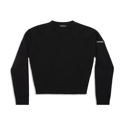 Balenciaga Unisex Solid Ribbed Crewneck Long Sleeve Sweater Regular Fit. 769297T16751000