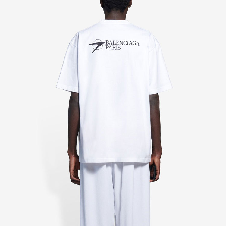Purchase Balenciaga Unisex Baju-T Putih Logo Potong 612966TKV869040