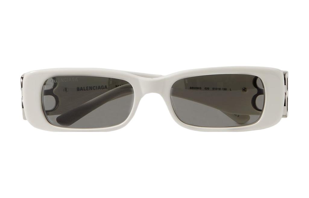 Balenciaga Unisex White Irregular Frame Sunglasses with Logo. BB0096S020