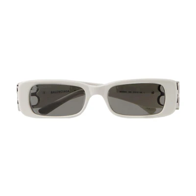 Balenciaga Unisex White Irregular Frame Sunglasses with Logo. BB0096S020