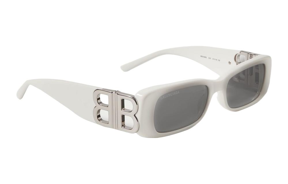 Balenciaga Unisex White Irregular Frame Sunglasses with Logo. BB0096S020 圖 3