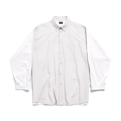 Balenciaga Unisex White Printed Oversized Long Sleeve Button-Up Shirt. 790864TNM609012