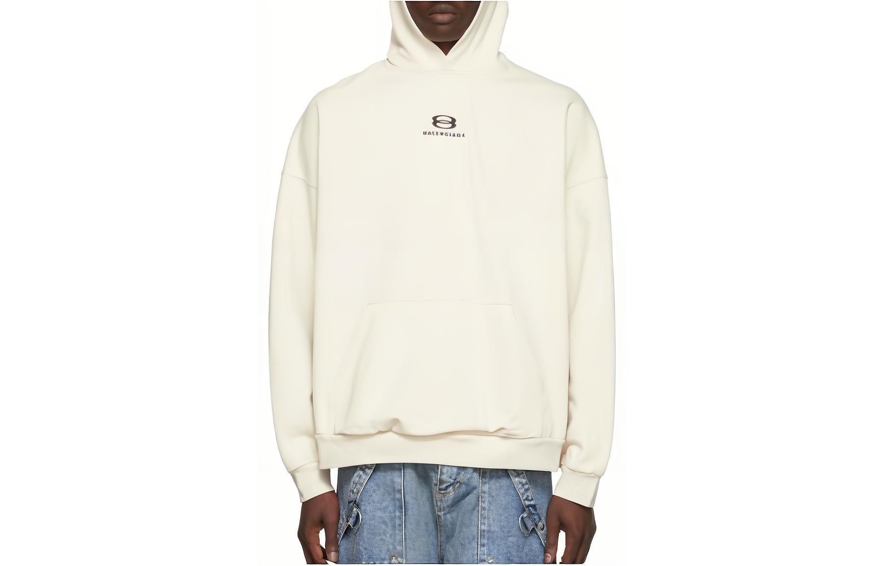 Balenciaga Unity SS22 White Hoodie Men’s Logo Embroidered Pullover 221342M202008