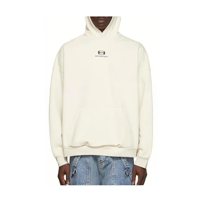 Balenciaga Unity SS22 White Hoodie Men’s Logo Embroidered Pullover 221342M202008