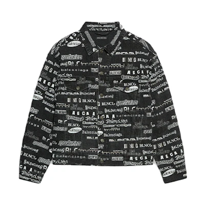 Balenciaga Washed Black-White TV Show Jacket Black 620731TEW351052