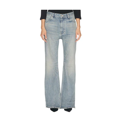 Balenciaga Washed Flared Denim Jeans Unisex Loose Fit Blue. 790405TQW55