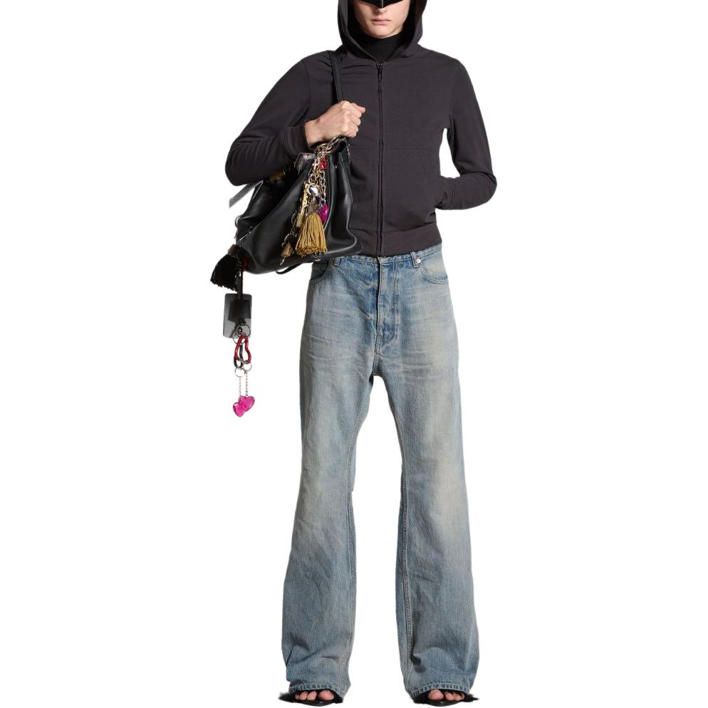 Shop Balenciaga Jeans Denim Flared Biru Unisex Loose Fit. 790405TQW55