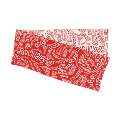 Balenciaga Wave Allover Logo Scarf Red/White