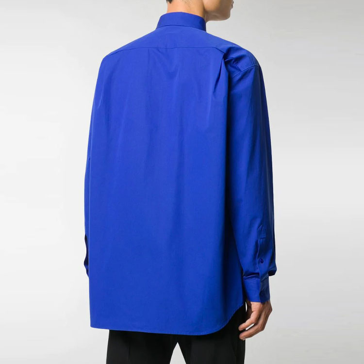 Shop Balenciaga Wave Embroidered Button-Up Long Sleeve Shirt Unisex Blue. 621960TIM408443
